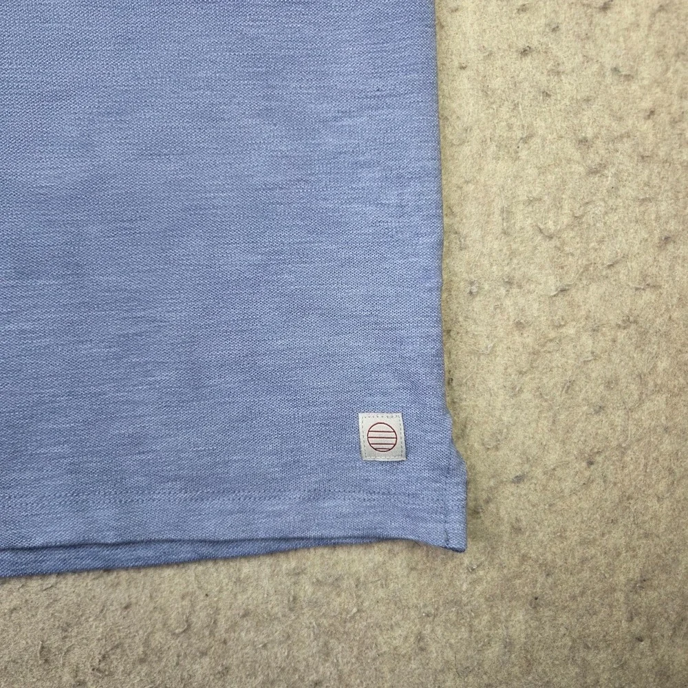 Marine Layer The Air Polo Shirt Mens M/L Blue Tencel Blend Pocket Short Sleeve